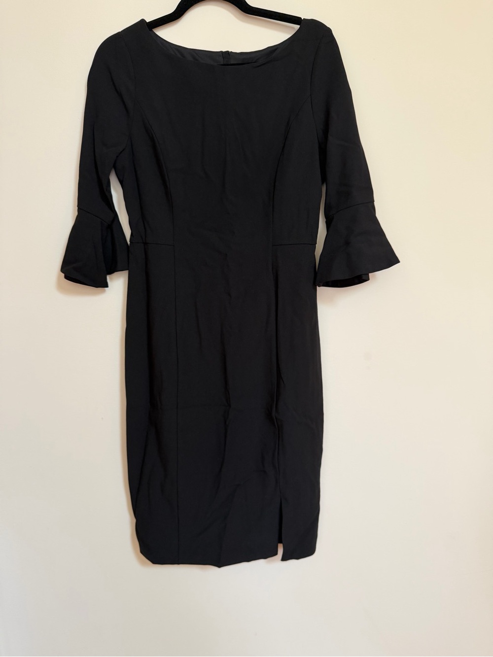 White House Black Market Black Midi Dress with Flared 3/4 Sleeves